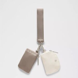 Lululemon Dual Pouch Wristlet- Warm Ash Grey/Light Ivory